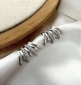 Brinco KANANDA ear hook com zirconia premium 7 fios folheada a ouro