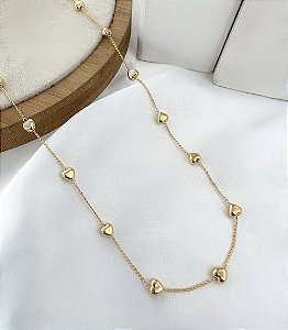 Colar Longuinho IANDRA corações  folheada a ouro
