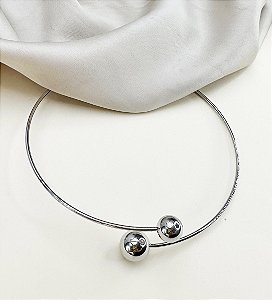 Choker KEDNA aro esferas folheada a prata