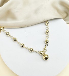 Choker LETY colar esferas grandes folheada a ouro