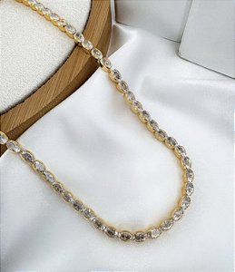 Choker ELISIA zirconias ovais folheada a ouro