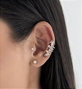 Piercing de encaixe fake KATY borboleta cravejado micro zircônias folheada a ouro