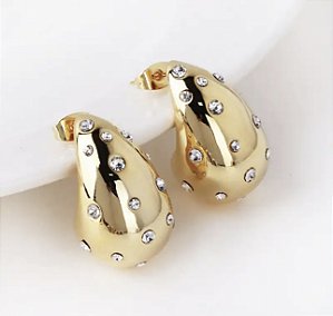 Brinco MERCURI LUXO M gota folheada a ouro