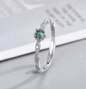 Anel VENUS em detalhe zirconia VERDE folheada a prata