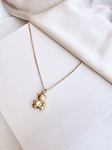 Colar KODA ursinho cravejado com zircônias folheada a ouro com verniz italiano