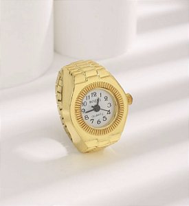 Anel RELOGIO retro dourado