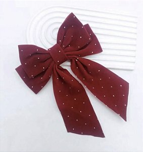 Laço NUBIA presilha vermelho com detalhes em strass
