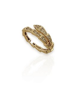 Anel LIANA formato serpente cravejada folheada a ouro