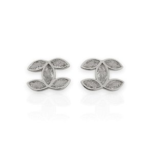 Brinco FLÁVIA cravejada com zirconia inspirada na alta joalheria folhada a prata