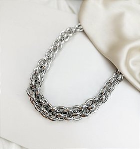 MAX Choker NIKITA elos corrente Folheada a prata