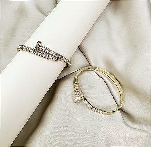 Bracelete RILEY prego cravejado com zirconia folheada a ouro