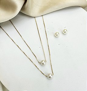 Colar TARA duplo com pérolas folheada a ouro