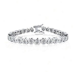Pulseira TAYLOR corações de zircônia premium folheada a prata