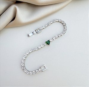 Pulseira MAGGIE coração de zircônia verde premium