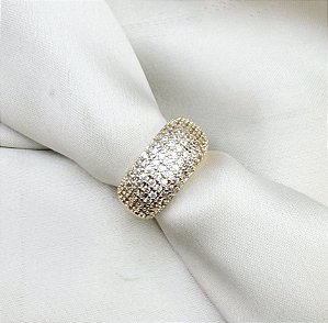 Anel KRISNA cravejado em zirconia folheada a ouro