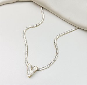 Riviera CORALINE navete premium cristal, coração cravejado folheada a ouro