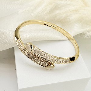 Bracelete RONIE cravejado com microzirconias folheada a ouro