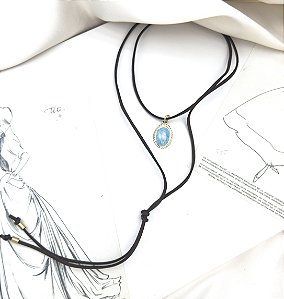 Choker CALISTA camurça com pingente turquesa