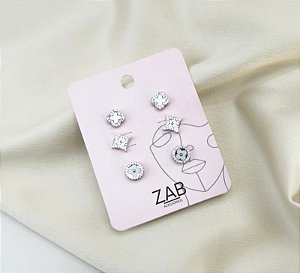 Trio de brincos MALI zirconia folheada a prata
