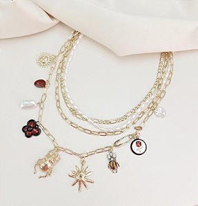 Colar MORGANA mix de correntes e charms
