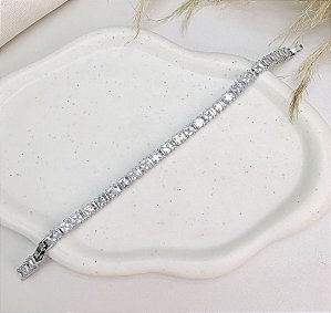Pulseira ALEXA de zircônia dupla premium folheada a prata