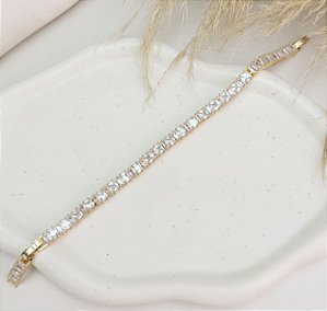 Pulseira ALEXA de zircônia dupla premium folheada a ouro