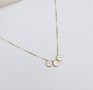 Colar PALAU trio de zirconias minimalista folheada a ouro