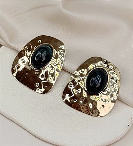 Brinco NOVARA organico pedra VERDE folheada a ouro