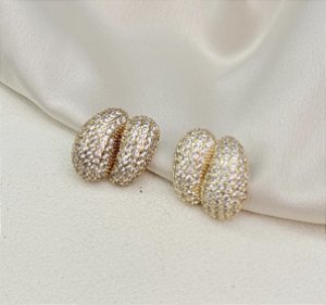 Brinco JOBI gotas cravejados com microzirconia folhada a ouro