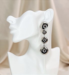 Brinco ELLIS longo com esferas folheada a prata