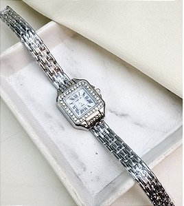 Relógio quadrado minimalista CARYNO prateado