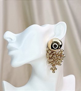 Brinco HENRY botton + cacho M folheado a ouro