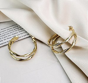 Argola EDDY media dupla folheada a ouro