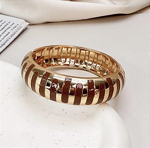 Bracelete NEO resinado cor marrom folheado a ouro