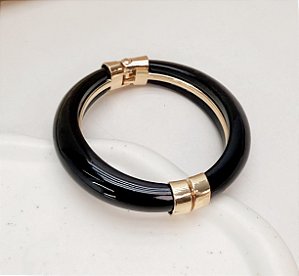 Bracelete SONIC resinado cor preto basic folheado a ouro