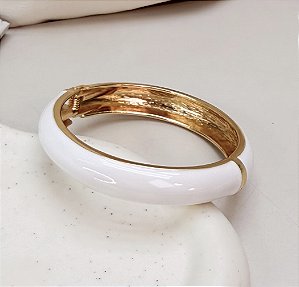 Bracelete DOM resinado cor branco basic folheado a ouro