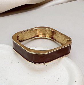 Bracelete DAMON resinado geometrico cor marrom folheado a ouro