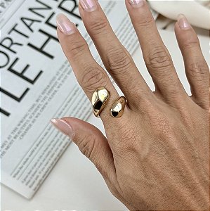 Anel JIM gota geometrica folheado a ouro