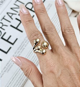 Anel ANAKI gotas geometrica folheado a ouro