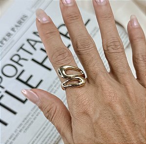 Anel DEAN gota organica vazada folheado a ouro