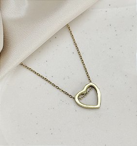 Colar EDDY coração em aço dourado