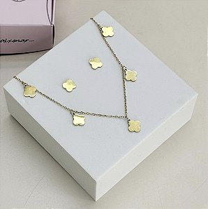 Conjunto SOPRANO colar florzinha folheada a ouro