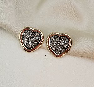 Brinco EUPHORIA coração pedra druza folheada a ouro