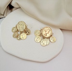 Brinco ZANDER medalhas folheada a ouro