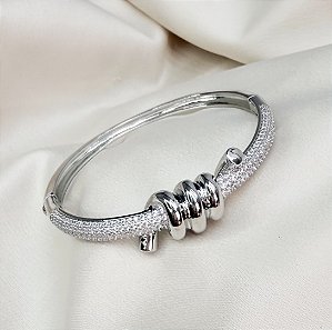 Bracelete LIZZER cravejado com microzirconias folheada a prata