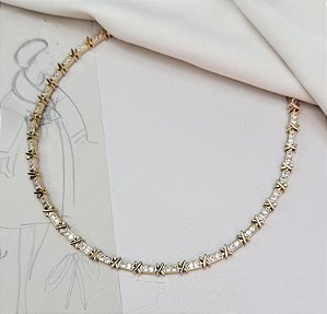 Colar WELSH riviera X cristal folheada a ouro com zirconia premium