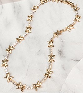 Colar ANNIE riviera X dourado cristal folheada a OURO com zirconia premium