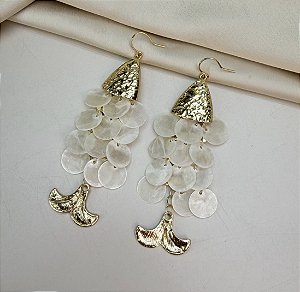 Brinco ESDRAS peixe Longo escama em madre perola