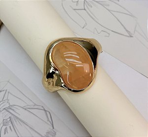 Bracelete JERI max pedra bege folheada a ouro