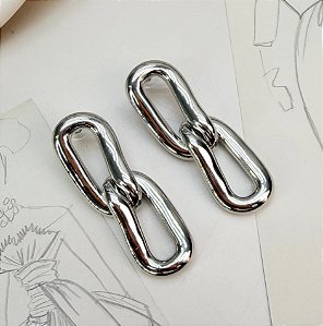 Brinco AIKO corrente elos folheada a prata